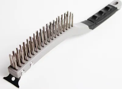 Image de VA Brosse métallique en acier inoxydable INOX Brosse en fil d'acier Brosse grattoir 3 rangées