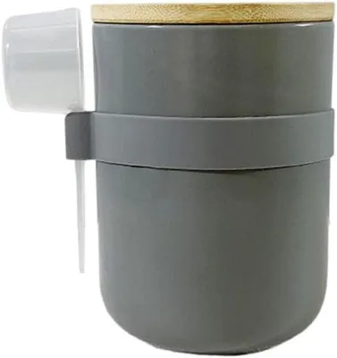 Zdjęcie produktu dla Pojemniki ceramiczne o pojemności 800 ml, idealne do przechowywania herbaty, kawy, cukru, przypraw i orzechów, z łyżką i pokrywką