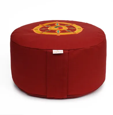 Produktbild von yogabox Meditationskissen Glückssitz® Rondo Dharmarad - bordeaux 33 x 33 x 15 cm  Buchweizenschalen