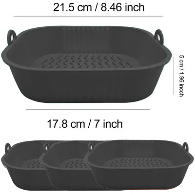 Produktbild von XXL Wiederverwendbare Silikoneinlagen für Luftfritteusen, quadratisch, antihaftbeschichtet, für 30IBT 7L Universell.Farbe:Schwarz