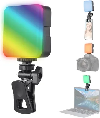 Produktbild von Taschen-RGB-Videolicht, LED-Fuelllicht, 3200 K šC 6500 K, dimmbares Videokonferenzlicht fuer Computer, Tablet, Smartphone, DSLR-Kamera, eingebauter Akku mit Bildschirmclip