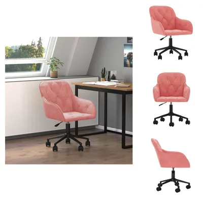 Image de vidaXL Chaise de bureau pivotante rose velours - Chaises de bureau