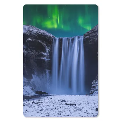 Produktbild von MuchoWow® Mauspad Mousepad Nordlichter - Wasserfall - Schnee - Island 18x27 cm - Mousepads - Maus Mat - Pad - Mausunterlage