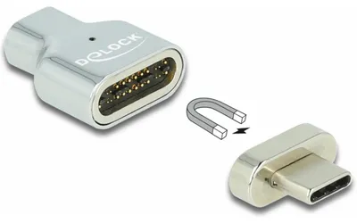 Productafbeelding van Delock Thunderbolt™ 3 / USB Type-C (DP Alt Mode) 8K 30 Hz magnetische adapter, mannelijk naar vrouwelijk
