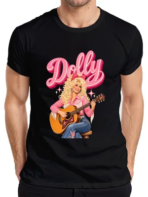 Produktbild von Dolly Parton Country Musik Sängerin Gitarre Cowgirl Western Retro Herren T-Shirt, Schwarz, L
