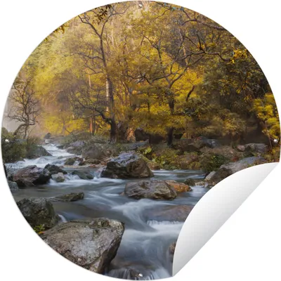 Produktbild von MuchoWow® Gartenposter Outdoor-Poster Rund Der steile Wasserfall fließt im Wald des Klong-Lan-Nationalparks an Felsblöcken vorbei Ø 90 cm Gartendeko Rundes Poster draußen