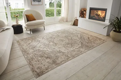 Orientteppich Vintage, niedrigflorig, 80x120 cm, cremebraun