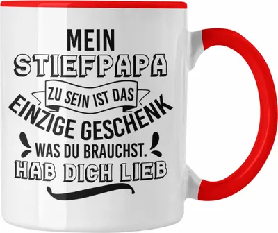 Produktbild von Trendation - Stiefpapa Tasse Spruch Geschenk Lustige Sprüche Stiefvater Geschenk Geburtstag Geburtstagsgeschenk (Rot)