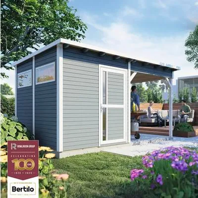 Produktbild von Gartenhaus Bertilo Pentus 2 inkl. Fußboden, Schleppdach 470 x 266 cm hellgrau