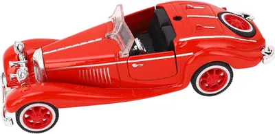 Obrázek produktu pro vintage kabriolet v měřítku 1:32 - model auta ze slitiny odlévané pod tlakem pro děti jako dárek k narozeninám červený
