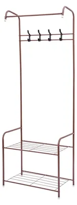 Immagine prodotto di Appendiabiti con ripiani - Appendiabiti autoportante - Metallo - Appendiabiti robusto - Per abbigliamento, scarpe e borse - Ideale per la casa
