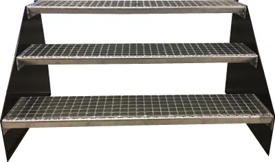 Produktbild von 3 Stufen Standtreppe Modell 1 Treppe Stahltreppe freistehend Breite 60cm Höhe 63cm Schwarz ohne Geländer