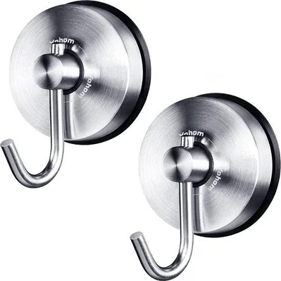 Produktbild von Unyqoos® Saugnapf-Handtuchhaken aus Edelstahl, extra stark, 2er-Set – Bad, Küche, Tür & Fenster, Dusche, ohne Bohren