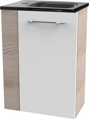 Produktbild von Fackelmann SBC B. CLEVER Gäste WC Set 2-teilig 45 cm, Braun hell/Weiß, rechts, Glas anthrazit