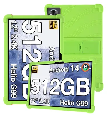 Obrázek produktu pro Tableta Pouzdro pro Doogee T20 Ultra 12,0", nárazuvzdorné měkké silikonové ochranné pouzdro se stojánkem Zelená
