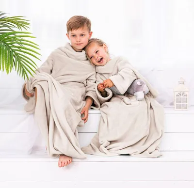 Produktbild von Ärmeldecke Lazykids für Kinder - Kuscheldecke mit Ärmeln, Farbe:Cream