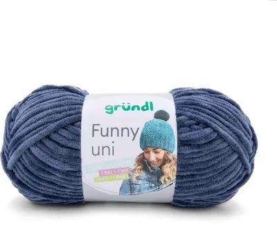 Produktbild von Gründl Chenillegarn Funny uni,100g/120m,Babywolle,100% Polyester,Häkel-und Strickgarn 30 jeans