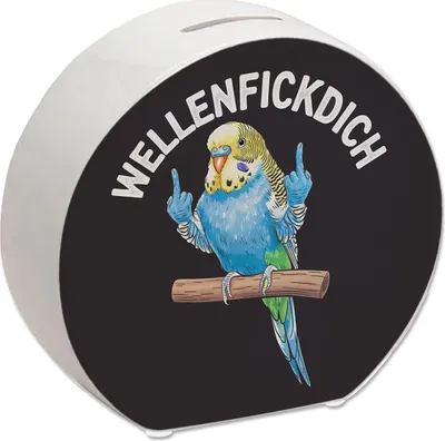 Produktbild von Wellensittich mit Mittelfinger Spardose WELLENFICKDICH