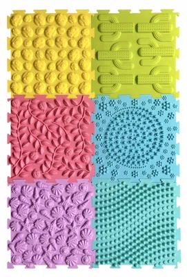 Productafbeelding van Massagepuzzelmatten set van 6, textuurmat voor kinderen en volwassenen