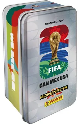 Produktbild von PANINI FIFA WM 2026 TCG Metalldose, 8 Booster Packs, 64 Karten, 1 Golden Baller Karte, 3 Limited Edition Karten