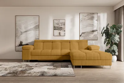 Produktbild von ALTDECOR Ecksofa mit Schlaffunktion und Bettkasten - COMA L - 271x203x79 - Braun Corner Sofa Eckcouch Couch L-Form, links/rechts angeordnet, Schlafcouch Ausziehbar Wohnlandschaft