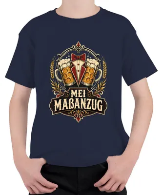 Zdjęcie produktu dla Koszulka dla dzieci z motywem , w stylu tradycyjnym bawarskim, z motywem "lederhosen" (spodnie skórzane) i "dirndl" (sukienka), koloru granatowego, rozmiar 104