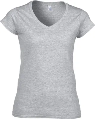 Image de Gildan T-shirt manches courtes femme col V FK400 (M) (Gris)