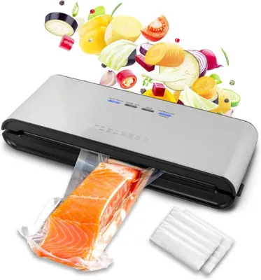 Immagine prodotto di Macchina per il sottovuoto - Sigillatrice sottovuoto - Conservazione degli alimenti - Funzionamento automatico - Include 18 sacchetti - Colore: nero