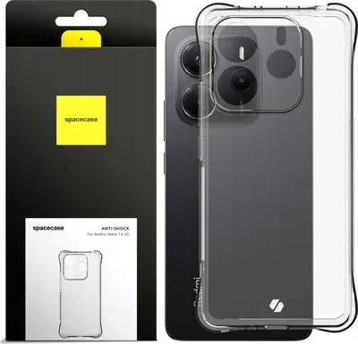 Zdjęcie produktu dla Silikonowe etui SPACECASE Anti-Shock do Redmi Note 14 5G Przezroczysty