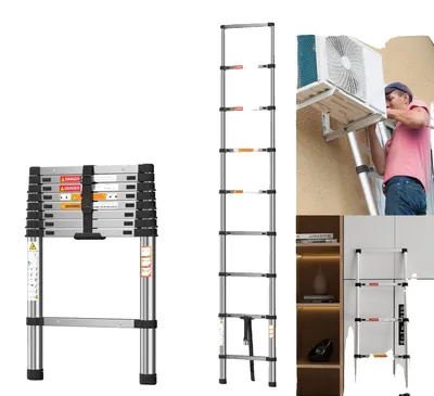 Imagen del producto de Escalera telescópica, alta capacidad de carga, diseño multifuncional, 2,6 metros