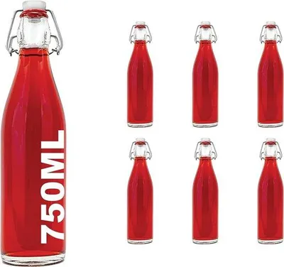 Produktbild von Klarer Glasflaschen mit Schraubverschluss - 750 ml - Glasflaschen für Wein, Öl oder Essig - Set mit 6 Stück