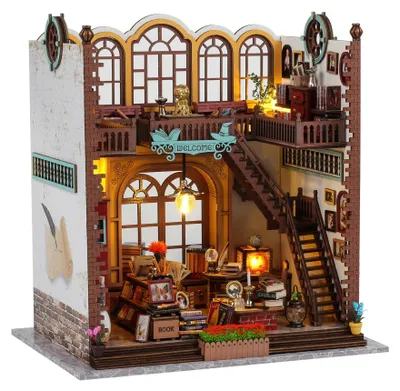 Image de Kit de création de bibliothèque miniature, décoration pour adultes