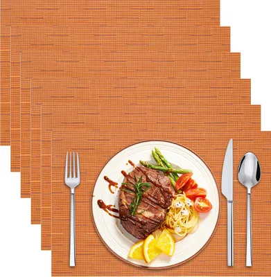 Produktbild von Tischsets, 6er-Set – leicht zu reinigende, waschbare Vinyl-Tischsets – abwischbare, hitzebeständige Tischsets für den Esstisch – 43,2 x 30,5 cm