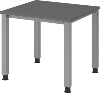 Produktbild von bümö Schreibtisch Serie-Q - Gestell: Silber, Größe:  80 x 80 cm, Nachbildung: Graphit