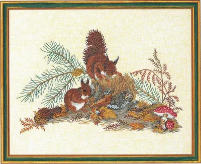 Produktbild von Eva Rosenstand Kreuzstich Set "Eichhörnchen", Zählmuster, 40x50cm