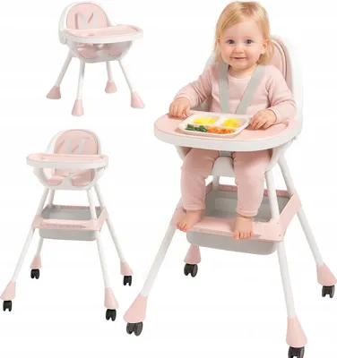Produktbild von Ekspand | Hochstuhl 3in1 - Rosa - Ab 6 Monaten - mit Tablett - 60 Kg Belastbarkeit