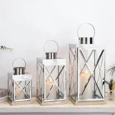 Produktbild von Famanu Laternenset 3-teilig - Silber, quadratisch, elegant
