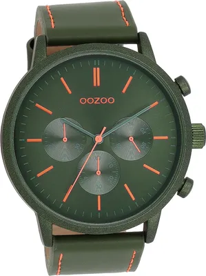 Oozoo Leder Damen-Herren Uhr Analog Quarzuhr Armband grün