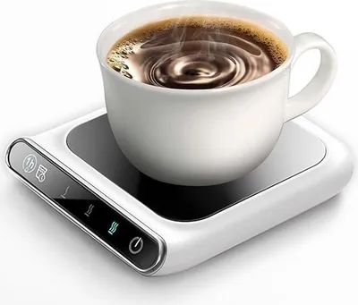 Produktbild von USB Tassenwärmer Untersetzer,Smart Coffee Warmer,Pl Heizung,Schutz vor Stromausfällen,55 °C ganztägige konstante Temperatur, Weiß