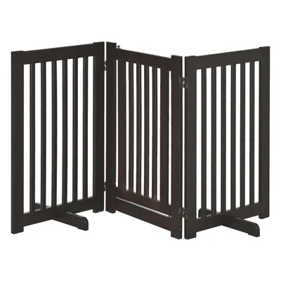 Produktbild von Absperrgitter Hund Freistehendes Verstellbares Schutzgitter mit Füßen 155 x 76 cm Holz Hundegitter Klappbar Treppenschutzgitter für Treppen, Türen, Küche, Flur, 3 Paneelen, Dunkelbraun