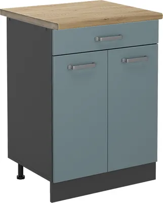 Produktbild von Küchenunterschrank Vicco R-Line Blau-Grau 60 cm , AP Eiche, Model 45627