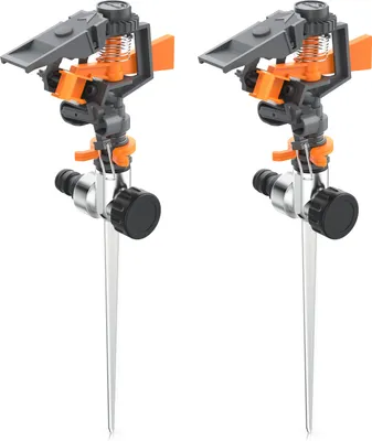 Produktbild von Brandson 2x Kreisregner Intervall-Sprinkler, Rasensprenger mit Pulsation, 360° Impulsregner, für Flächen bis 200 m², (1-St), Rasensprinkler, 7m Reichweite, Flächen bis 200 m², Gardena kompatibel