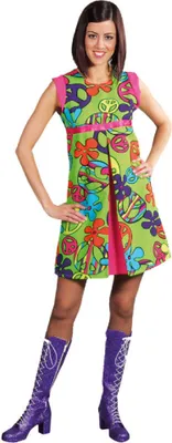 Produktbild von M209904-105-S-A Damen Hippiekleid Flower Power Gr.S