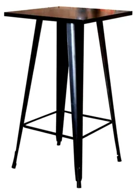 Produktbild von Küchentisch, quadratisch, hoher Bartisch im industriellen Design, Bistrotisch für 2 bis 4 Personen, hoher Tisch aus Kiefer mit Metallbeinen, schwarz
