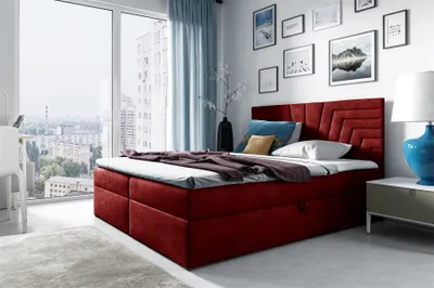 Produktbild von Boxspringbett Schlafzimmerbett 180x220cm LAZARO Nr.4 Rot inkl. Bettkasten