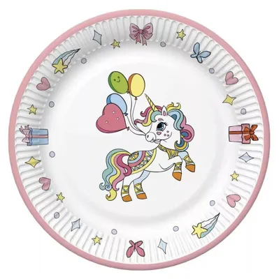 Produktbild von Einhorn Colourful Pappteller 8 Stk. 18 cm