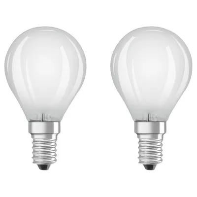 Produktbild von 2 x Osram LED Filament Leuchtmittel P45 Tropfen Classic 4W = 40W E14 matt 470lm warmweiß 2700K