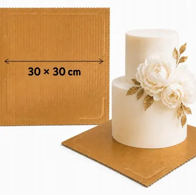 Produktbild von Tortenunterlage quadratisch Gold 30x30 cm – dicke, feste Cakeboard Tortenplatte