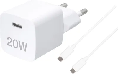 Produktbild von ViVanco™Super Fast Charger Set, Power Delivery 3.0, Schnellladegerät inkl. USB-Type-C™ Kabel, 20W, Drinnen, AC, 1,2 m, Weiß