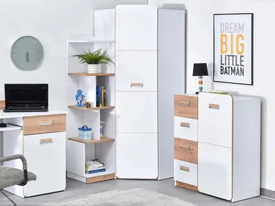Zdjęcie produktu dla Szafa narożna 71 cm JOHELY - biały / dąb